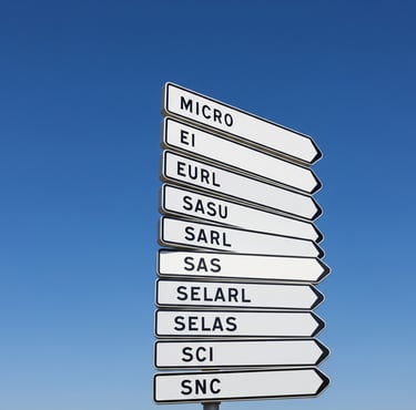 panneaux montrant les différents  statuts juridiques