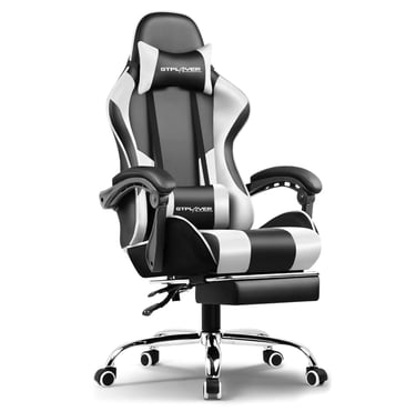 GTPLAYER #1USA Gaming Chair – Massage Cushion, Premium PU Leather, Ergonomic Design with Footrest