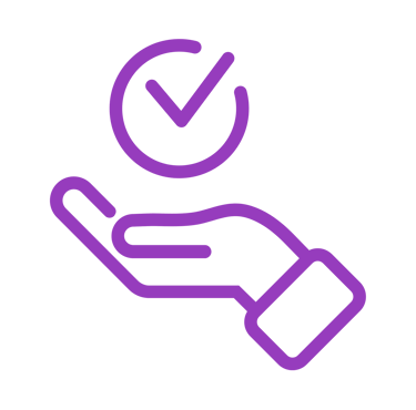 une main avec dedans un symbole de validation
