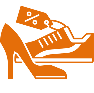 Imagem de sapatos em laranja com o fundo transparente