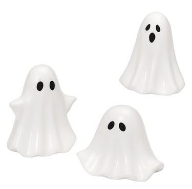 three ceramic ghost's as home decor