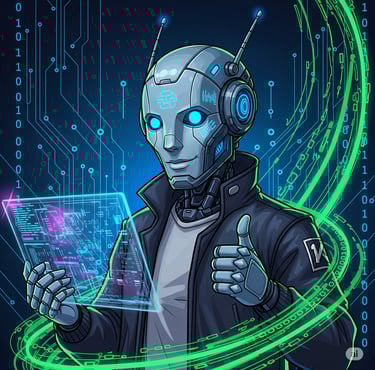 um robô - semelhante a um robô com um tablet e um tablet