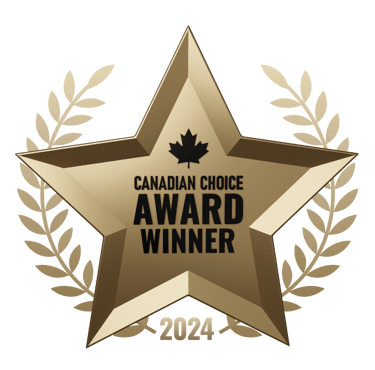 2024 Canadian Choice Award Winner logo with laurel wreath and maple leaf emblem.