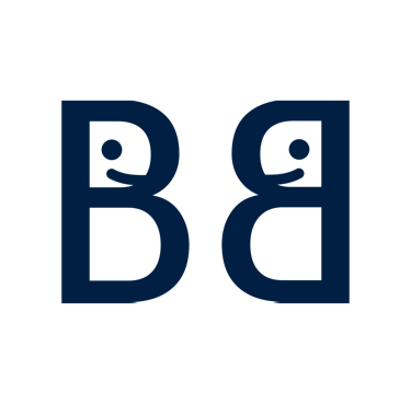 a black and white logo with the letter b