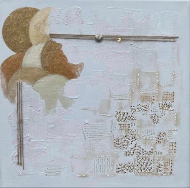 Toile abstraite blanche et dorée