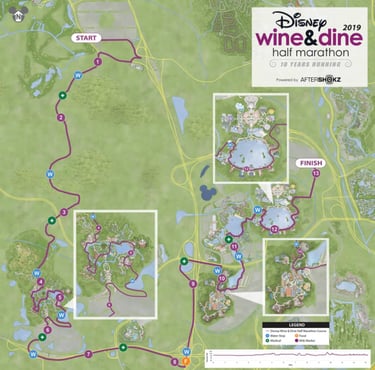 2019 runDisney Wine and Dine Half Marathon Weekend Half Marathon Course Map