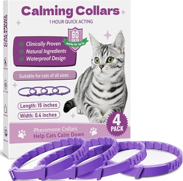 Cat Soothing Collar for Anxiety & Stress Relief, Adjustable Pheromone Band, Lavender-Free