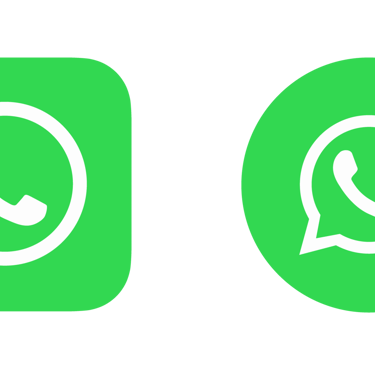 Green WhatsApp messenger app icons in square and circle shapes on a black background.