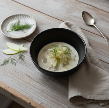 rijk gevulde soep geserveerd in een zwart kommetje in bergen op zoom