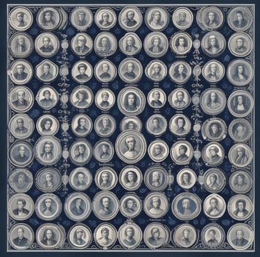 a man walking past a wall with pictures on it