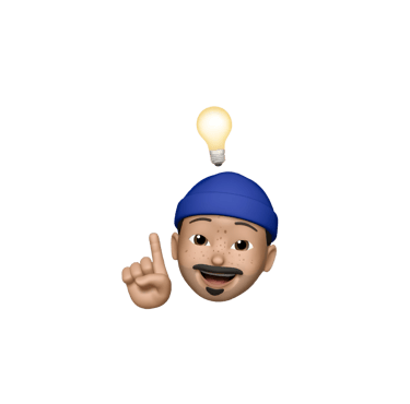 Un emoji 3D de Notiia avec un bonnet bleu pointant vers le haut une ampoule allumée (icône d'idée).