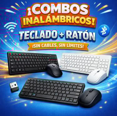 a computer keyboard and mouse on a blue background