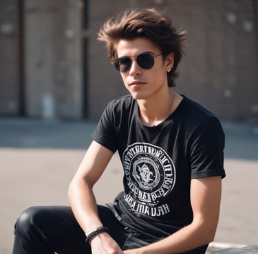 man wearing Nirvana print t-shirt