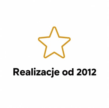 Gold star icon with Polish text Realizacje od 2012 representing projects since 2012.
