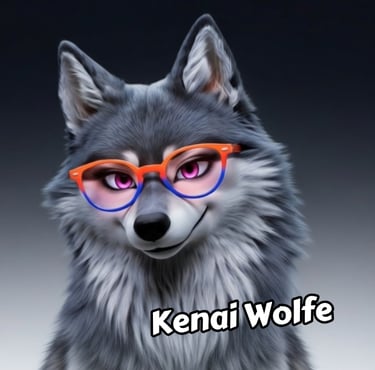 Wolf avatar representing author Kenai Wolfe
