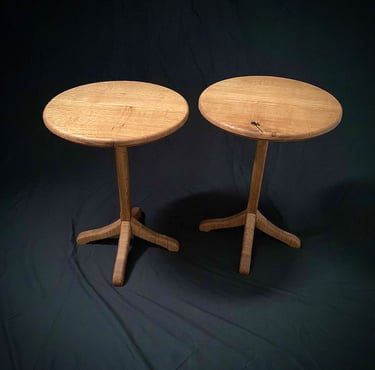 White Oak Pair End Tables front view