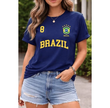 Blusa Feminina Brasil T-shirt Verão Algodão