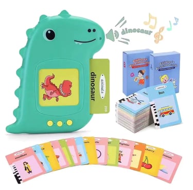Brinquedo Card Infantil Cartão Fala Inglês Português Dino Apraxia Autismo Alfabetização
