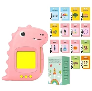 Brinquedo Card Infantil Cartão Fala Inglês Português Dino Apraxia Autismo Alfabetização