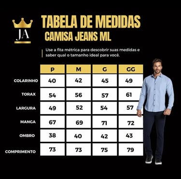 Camisa Jeans Masculina Social Manga Longa Moda Slim Fit Luxo