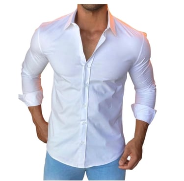 Camisa Social Masculina Slim fit Branca Manga Longa