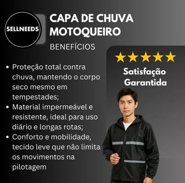 Capa De Chuva Moto Motoqueiro Impermeável Reforçada