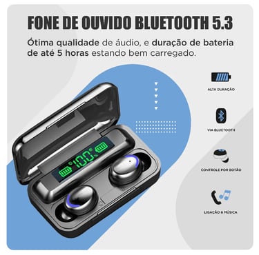 Fone F9-5 Sem fio - Bluetooth - Carregador de celular - O melhor F9 do mercado