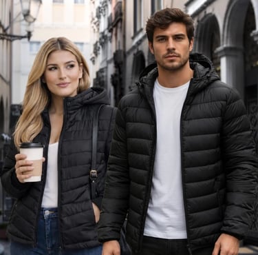 Jaqueta Puffer Unissex com Capuz