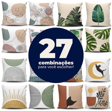 Kit 4 Capas de Almofadas Decorativas Estampadas