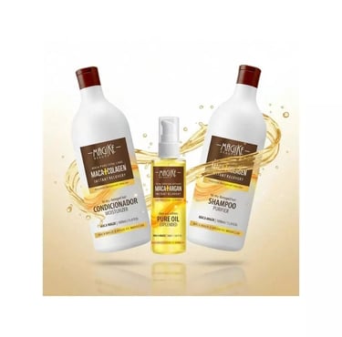 Kit Shampoo 1l + Condicionador 1l + Mascara Maca Essence 500g + Óleo Argan 50ml Magike