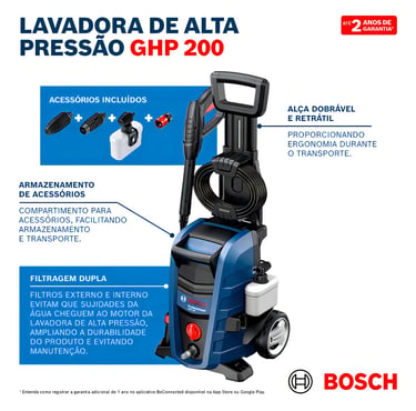 Lavadora de alta pressão Bosch GHP 200 1700W 2000 PSI com acessórios