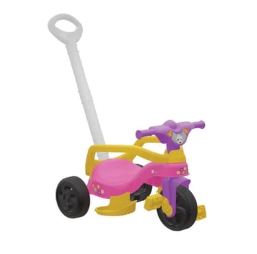 Motoca Triciclo Infantil Velotrol com Protetor e Empurrador Puxador Removível e Pedal