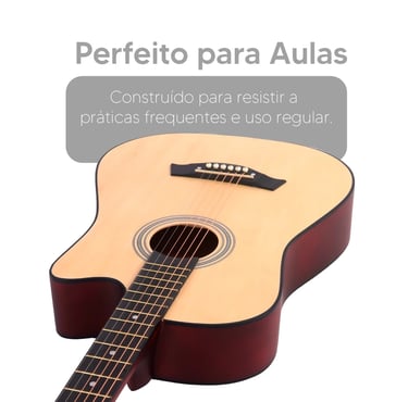 Violão Acústico Clássico para Iniciantes Destros 6 Cordas de Aço - Estudo e Lazer