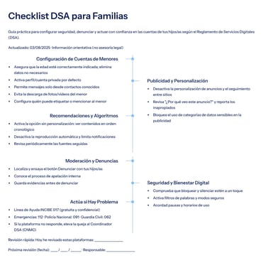 Checklist DSA para familias