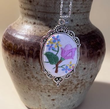 Up-cycled vintage embroidery necklace