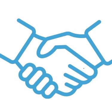 Icon of blue hands shaking representing trusted locksmith experts