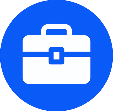 Filled blue brief case icon