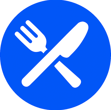 Filled blue cutlery food icon