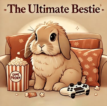 a rabbit sitting on a couch 