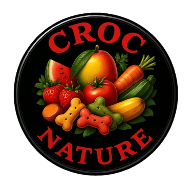 a croc nature logo with fruits and vegetables