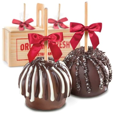A Gift Inside Dark Chocolate Covered Caramel Apples Pair