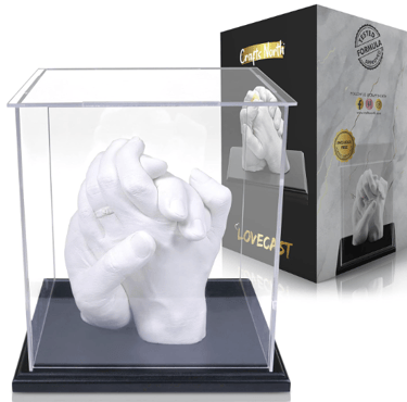 Crafts North Hand Casting DIY Kit for Couples | Complete kit with Acrylic Display, Wooden Base
