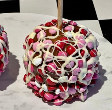 Gourmet Jumbo Caramel Apple (Pink, Red & White candy buttons "Hope is Sweet" with White Choclate)