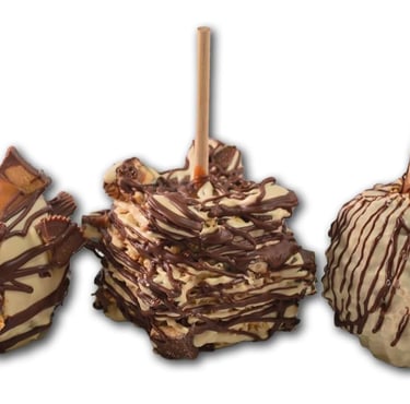 US Sweets Caramel Apple 3 Pack - Caramel Granny Smith Apples Dipped in Peanut Butter White Chocolate