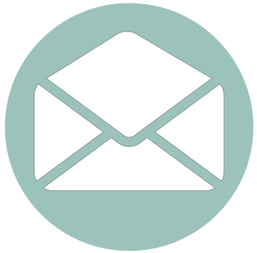 Icono de correo en color blanco sobre fondo verde