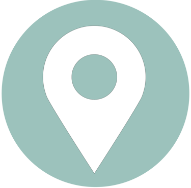 Icono de ubicación en color blanco sobre fondo verde