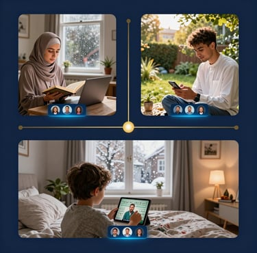 Muslims of different ages learning Quran online via mobile & laptop through Be Reciter one-to-one