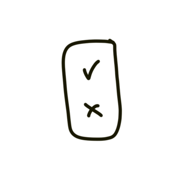 a digital form with tick and cross