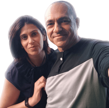 a man and woman posing for a photo