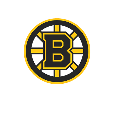 Official Boston Bruins NHL logo featuring a black and yellow spoked B design on a black background.